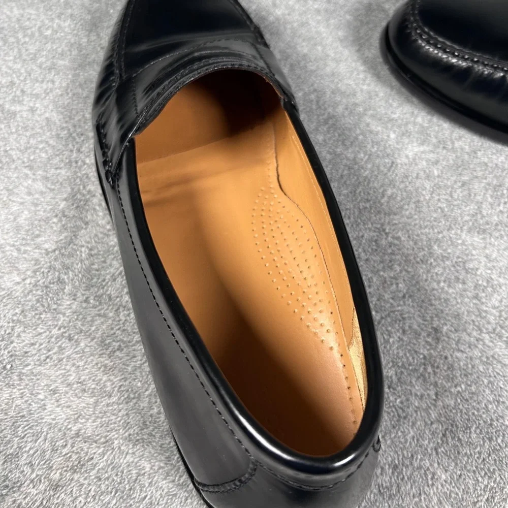 Cole Haan Penny Loafers Black Leather Moc Toe Slip On Dress Shoes Mens 13D 03503